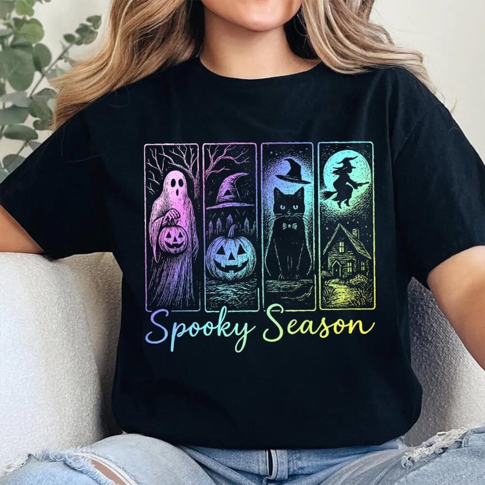 Spooky Season Tee, Vintage Halloween Horror Night Tee